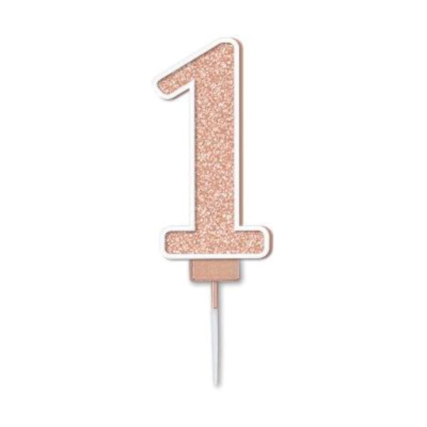 Oaktree Party Candle Number 1 Rose Gold 7.5cm