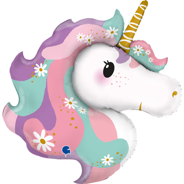 Hippie Unicorn Head 32" Large Foil Balloon