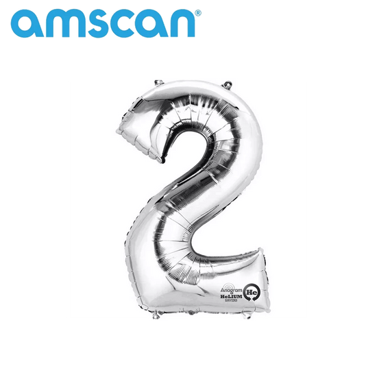 Anagram Foil Balloon Silver 16" Number 2