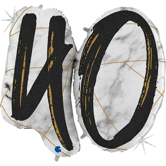 Grabo Foil Balloon Black & Gold Marble Age 40 36"