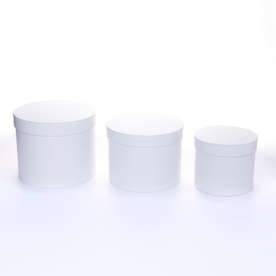 Hat Box White 3pc L-6x7.5"/M-5.5x7"/S-4.5x5.5