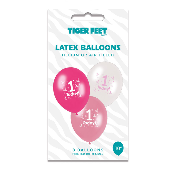 Age 1 Female Latex Balloons 6 x 8pk