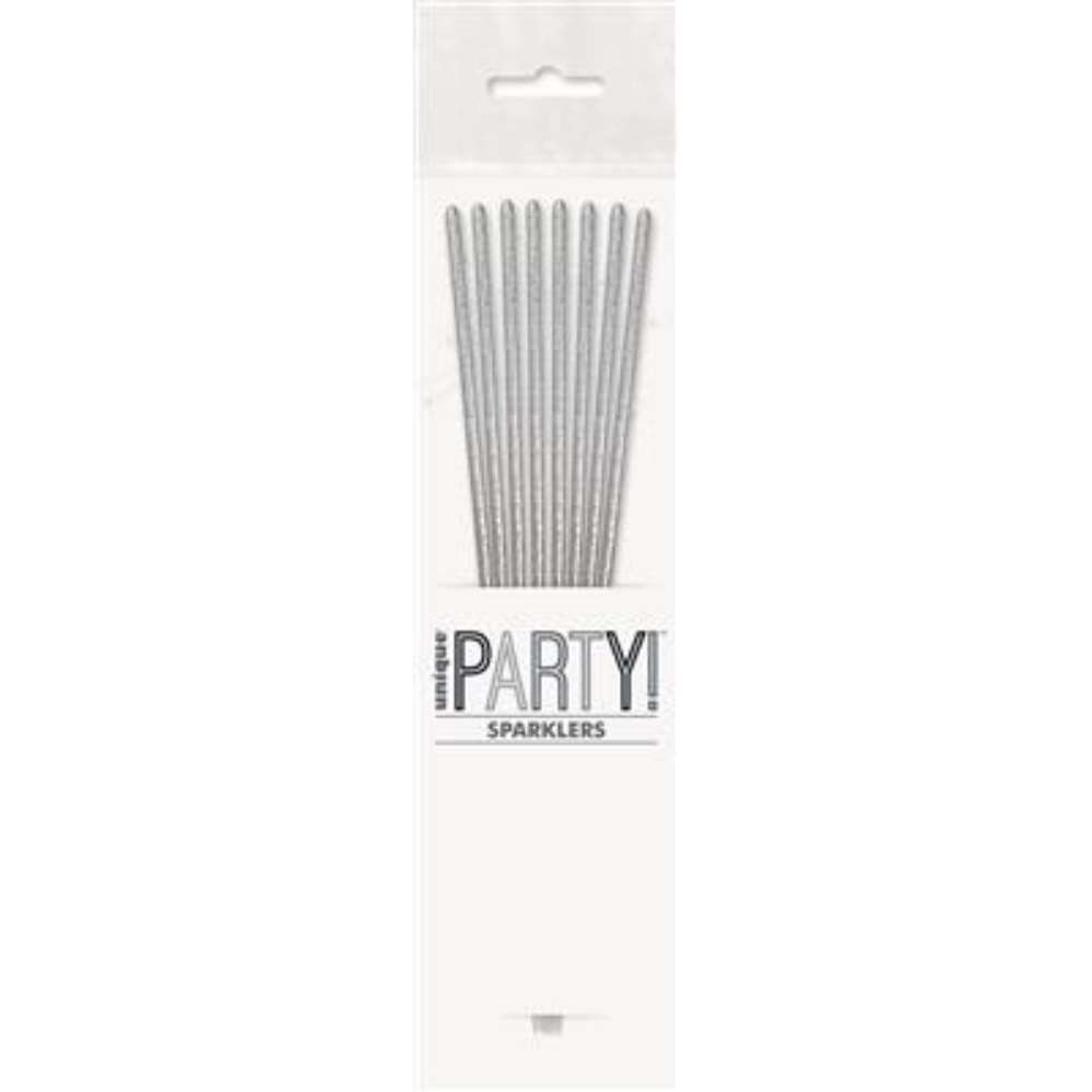 Unique Candle Sparkler Silver 7" 8pk
