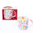 Tiger Feet Thank You Teacher mug featuring a playful tiger footprint design, perfect for expressing appreciation.