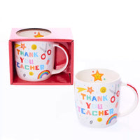 Tiger Feet Thank You Teacher mug featuring a playful tiger footprint design, perfect for expressing appreciation.