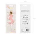 PartyDeco Party Candle Number 3 Pink 9.5cm