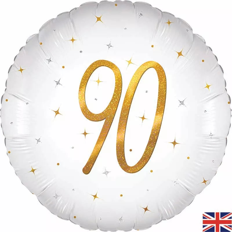 Oaktree Sparkle White Age 90 18" Foil Balloon