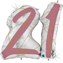 Grabo Foil Balloon Rose Gold Marble Age 21 36"
