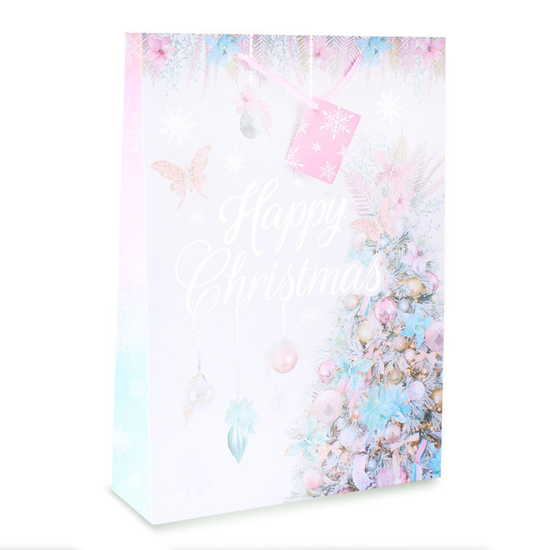 12pk Large Portrait Gift Bags Christmas Tree
