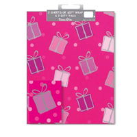 12pk Folded Wrap & Tags Presents Pink