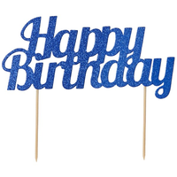 Glitter Blue Happy Birthday 7" Cake Topper