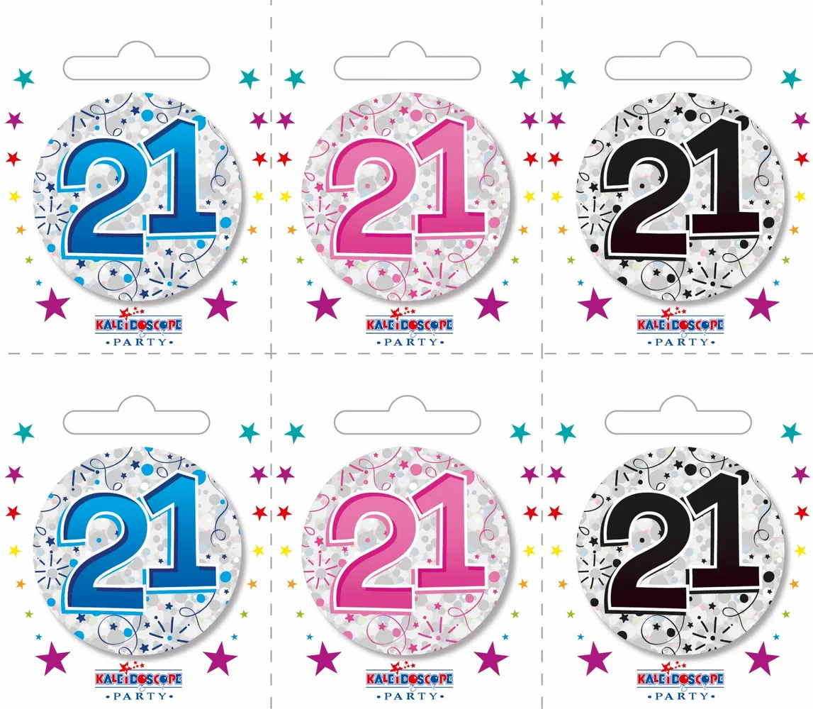Small 21st Birthday Badges 6pk