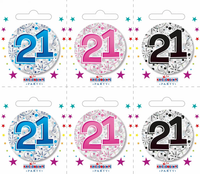 Small 21st Birthday Badges 6pk