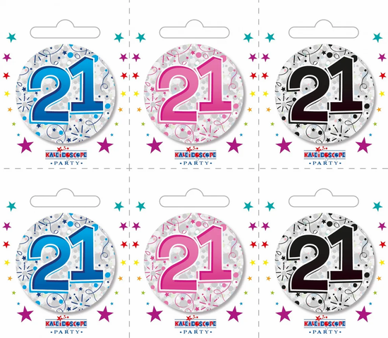Small 21st Birthday Badges 6pk