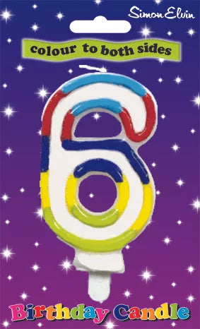 Simon Elvin Candle Glitter Multicolour Number 6