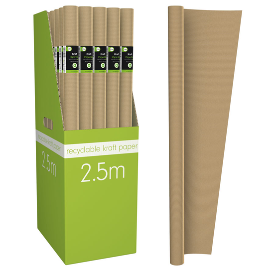 IG Design Group Rollwrap Kraft Plain 2.5m