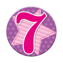 Six small Tiger Feet birthday badges featuring the number 7, perfect for celebrating a child's seventh birthday.