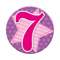 Six small Tiger Feet birthday badges featuring the number 7, perfect for celebrating a child's seventh birthday.