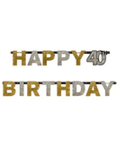Amscan Letter Banner Age 40 Gold Celebration 2.13m