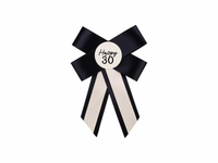 Cream & Black Happy 30th Birthday Rosette 11x17cm