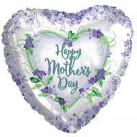 TRI Mother's Day Violets and Greens 17-inch foil balloon with floral design for celebration and gifting