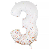 Oaktree Foil Balloon Fizz Rose Gold number 3, 34-inch celebratory foil balloon with shiny rose gold finish, on a white background.