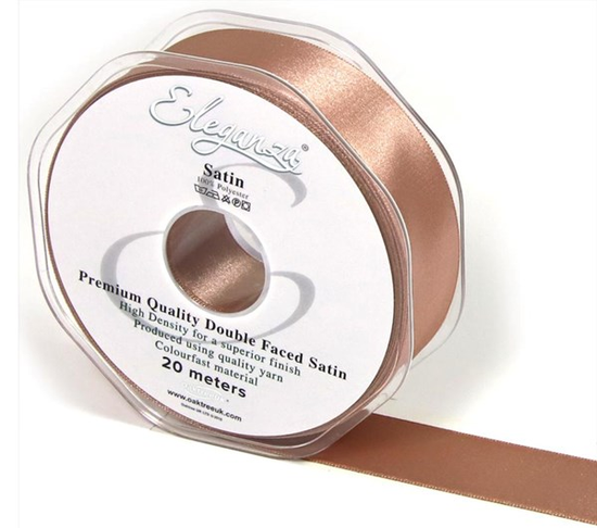 Eleganza Satin Ribbon Deep Rose Gold 25mm x 20m
