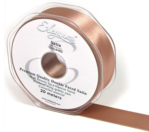 Eleganza Satin Ribbon Deep Rose Gold 25mm x 20m