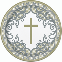 Unique 8 Pack Plates Gold & Silver Cross 9