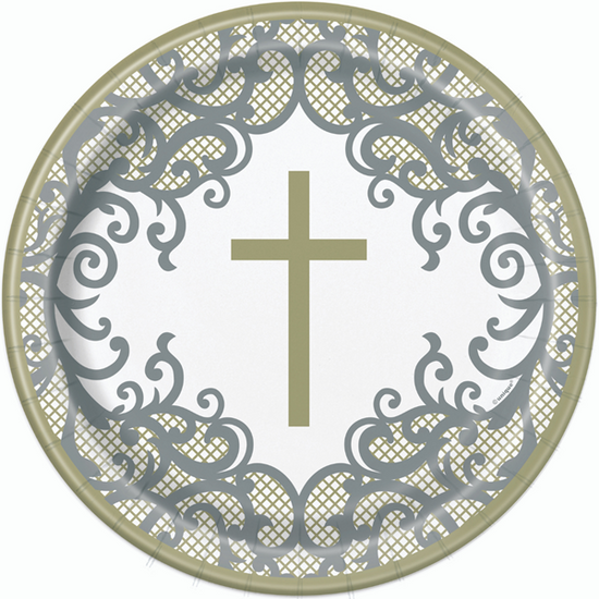 Unique 8 Pack Plates Gold & Silver Cross 9