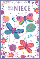 Six Simon Elvin C75 birthday cards for niece, featuring colorful designs and happy birthday messages.