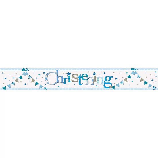 Unique Christening Blue Foil Banner 9ft