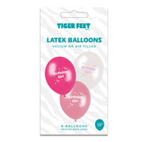 Tiger Feet Birthday Female Latex Balloons 6x8pk