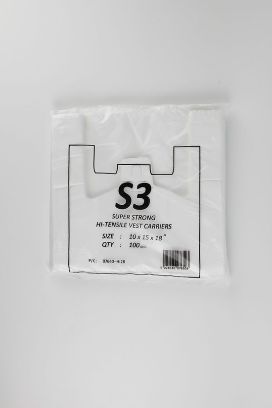 Magnum 100 Pack Carrier Bag White 10x15x18