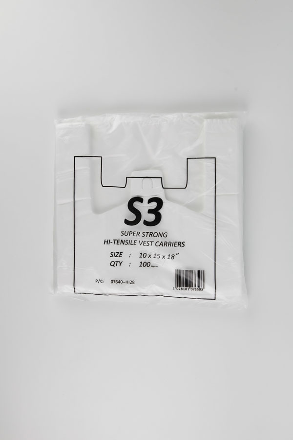 Magnum 100 Pack Carrier Bag White 10x15x18