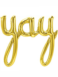 Yay Script 33.5" Foil Balloon - Gold