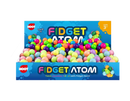 Colorful Fidget Atom toy by Gem Imports, featuring spinning and clicking parts, designed for stress relief and tactile fun.