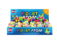 Colorful Fidget Atom toy by Gem Imports, featuring spinning and clicking parts, designed for stress relief and tactile fun.