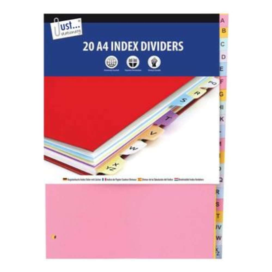 20 A4 Index Dividers A-Z