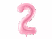 Pink PartyDeco foil balloon shaped as the number 2, measuring 34 inches tall, designed for celebration decorations.
