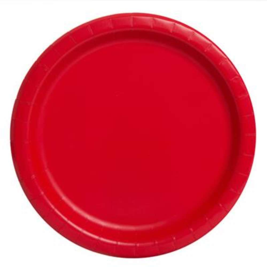 Unique 16 Pack Plates Ruby Red Round 9