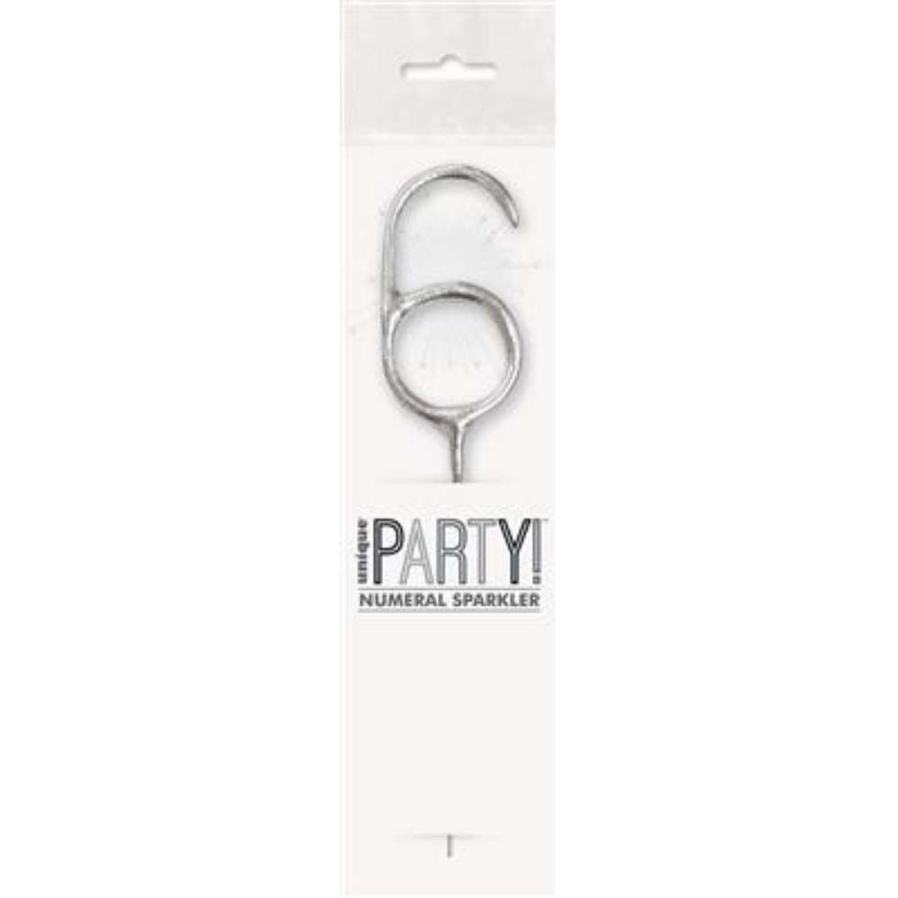 Unique Party Candle Sparkler Number 6 Silver 7
