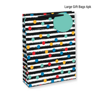 Stripes & Dots Large Gift Bags 6pk