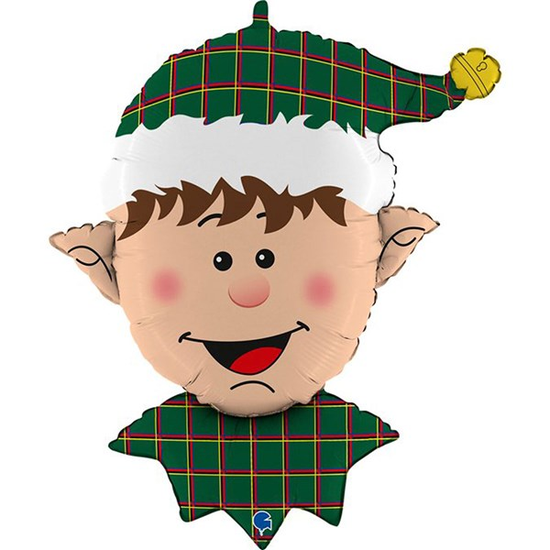 Foil Blln Shape Tartan Elf Head