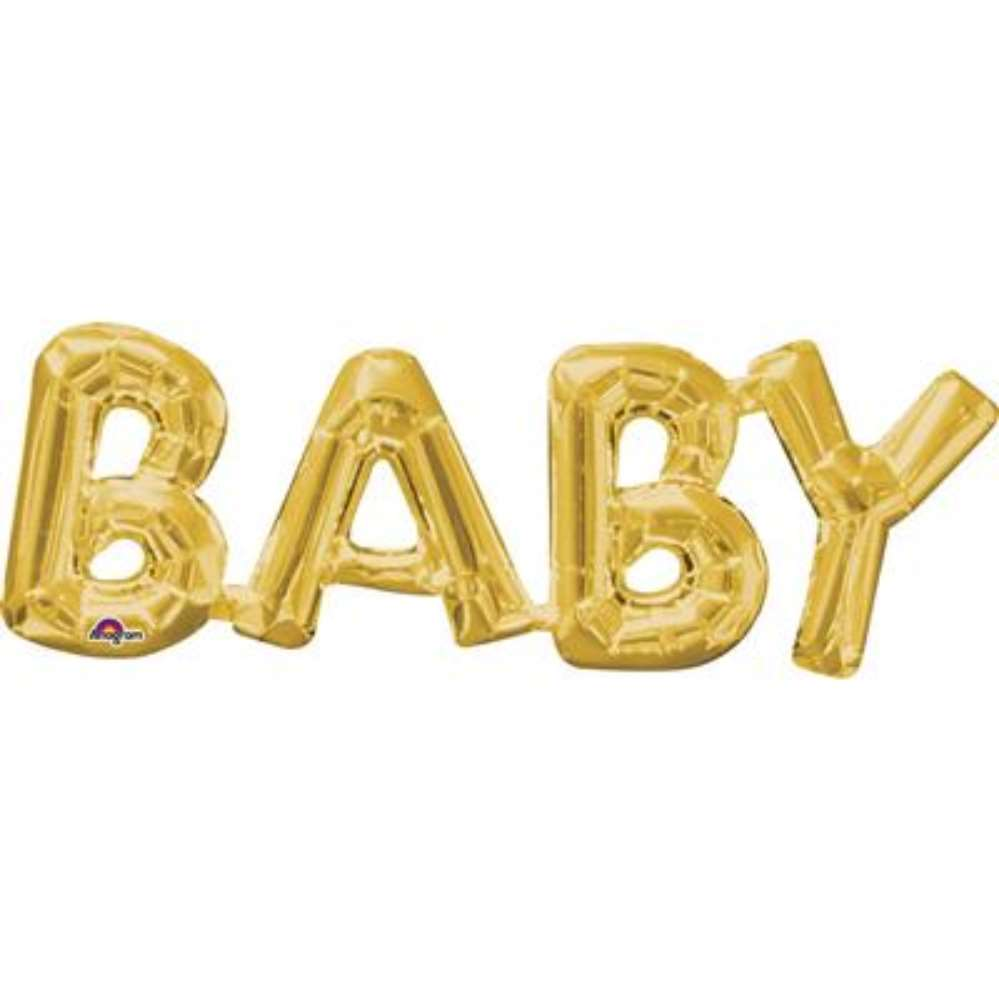 Foil Balloon Phrase Baby In Gold 26