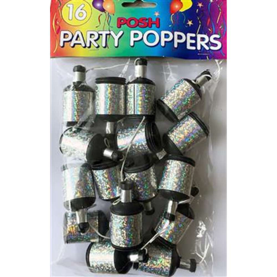 Desk Top Trading 16 Pack Party Poppers Silver