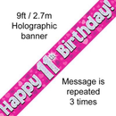 Oaktree Banner Age 11 Pink Holographic 9ft
