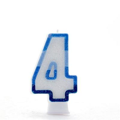 APAC Party Candle Number 4 Glitter Blue
