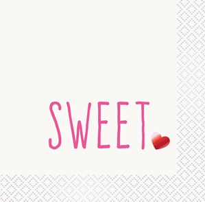 Red Sweet Foil Stamped Beverage Napkins 16pk