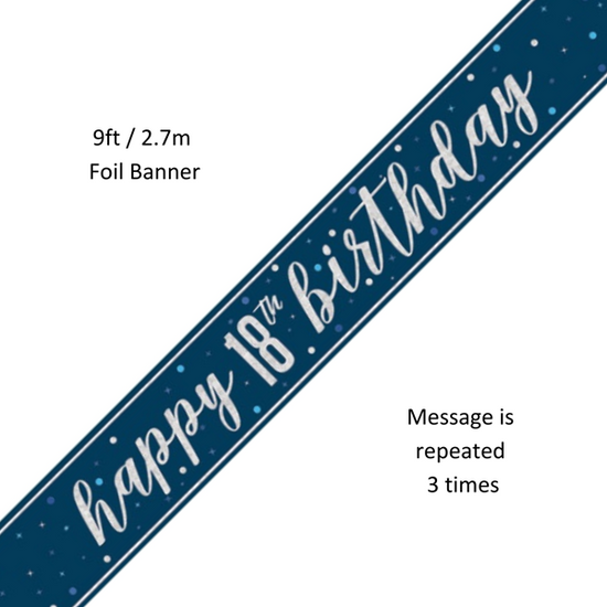 Unique Banner Blue Glitz Age 18 9ft